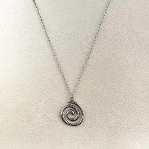 Spiral Pendant Necklace for Men Women Simple Design Streetwear Unisex Style thumbnail 1
