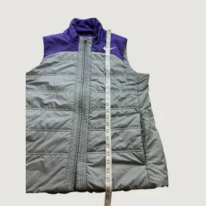 Nike Womens Puffer Vest Grey Purple Colorblock Quilted Full Zip Size Large thumbnail 5
