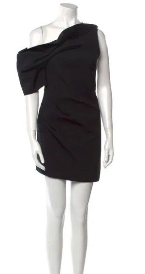Acler Juniper One shoulder mini black dress thumbnail 1