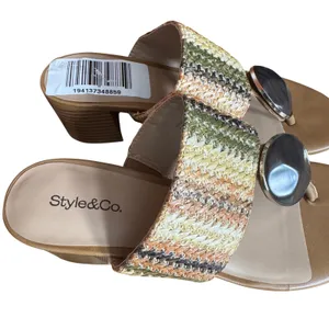 Style & Co‎ Brandyy 7M Mocha Raffia Woven Thong Sandals Tropical Vacation Resort thumbnail 3