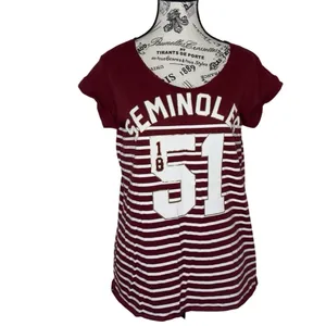 Pink republic PINK Victoria's Secret Seminoles Shirt Women S Burgundy White Striped Varsity 51 thumbnail 2