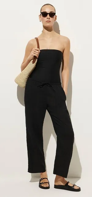 J. Crew Beach pant in Hampton linen-blend Black Size Medium NWT thumbnail 1