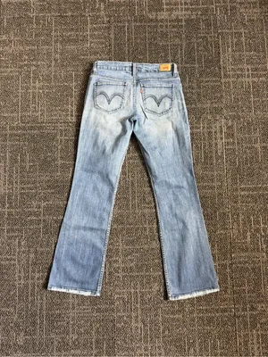 Levis 524 Too Superlow Jeans Juniors size 9 Boot Stretch Faded Blue Low Rise thumbnail 5