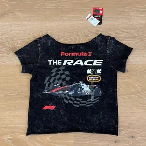Aeropostale Formula 1 Off Shoulder Tee The Race Size XS Black Red Gray thumbnail 1