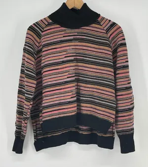 Nude Striped Turtleneck‎ Sweater Pink Brown Gray Black Cozy Knit Casual Designer thumbnail 1