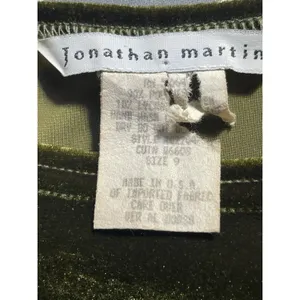 Jonathan Martin Dress Juniors 9 Green Velvet Mini Shift VTG 90s Grunge USA Glam thumbnail 3
