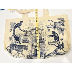 Sézane Paris Canvas Tote Bag Maria Pour Blue Illustrated Paradiso Jungle Print thumbnail 5
