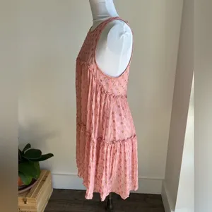 Free People Sophia Tiered Slip Dress Open Back Pink Gold Polka Dots Women's XS thumbnail 5