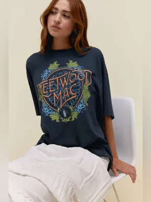 NEW Daydreamer Fleetwood Mac Flower Crest OS Tee ~ Vintage Black ~ SOLD OUT thumbnail 2