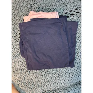 Navy Blue Pink Fold Over Waistband Flare Yoga Pants Small Style 84809J thumbnail 4