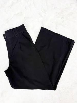 American Eagle Super High Rise Wide Leg Pants Size 8 Black Stretch Trousers thumbnail 6