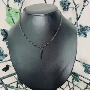 Spike Gunmetal Necklace Punk Goth Egirl New thumbnail 2