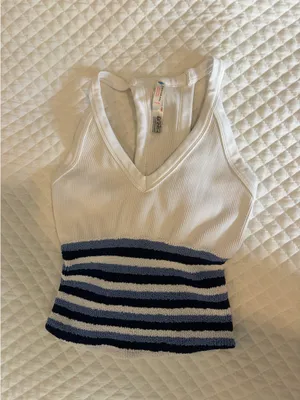 Free people blue and white stripe tank top XS/S thumbnail 2