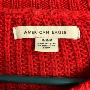 American Eagle Dreamspun Dolman Sleeve Red Knit Oversized Crewneck Sweater #722 thumbnail 4
