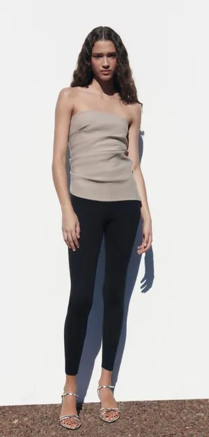 ZARA Runched Strapless Top thumbnail 1