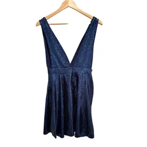 NBD Starry Nights Sequin Mini‎ Dress Navy Blue Small V Neck Clubwear Party thumbnail 3