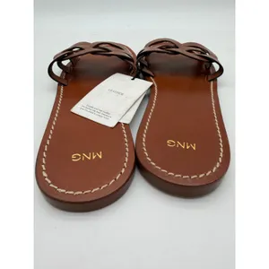 MNG Mango Brown Leather Intertwined Strap Sandals Casual Everyday EU 39 US 8.5 thumbnail 6