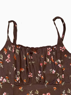 Brown Floral Mini Dress thumbnail 7