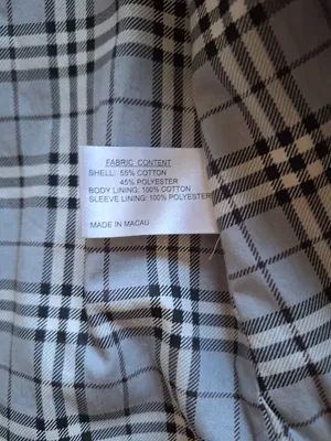 NWOT Gallery Black Single Breasted Rain Coat Jacket Size L Plaid Lining thumbnail 10