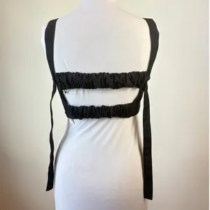 Zara Backless Bandeau Crop Top Black Floral Cutout Embroidered Minimalist XS thumbnail 4