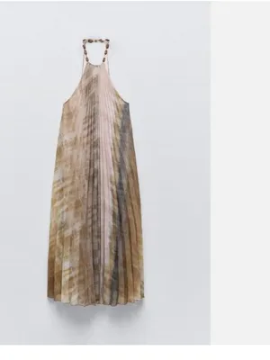 Nwot Zara Women Tie Dye Pleated Halter Dress Multicolored Sz Xs 3666/096 thumbnail 5