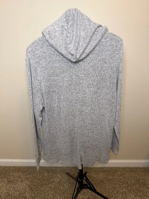Retrology Grey‎ Marled Knit Button Detail Hoodie Size XL thumbnail 3