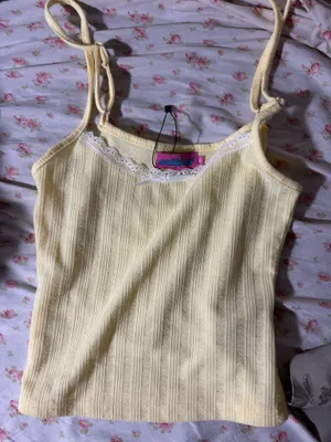 Edikted Yellow Irene Pointelle Tank Top cami thumbnail 1