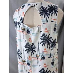 Fairhope Palm Tree‎ Sailboat Print Sleeveless Maxi Dress Pockets L Summer Resort thumbnail 7
