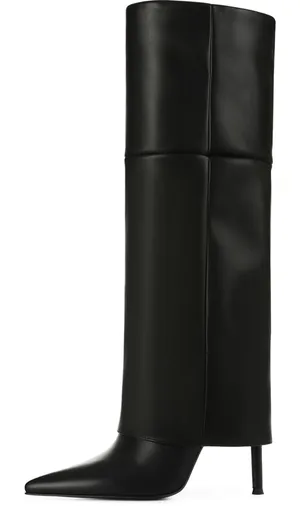 Black Leather High Knee Boots Size 7 thumbnail 2