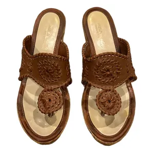 Mila Paoli Leather Wedge Platform Whipstitch Navajo Tan Sandal Shoes 7.5 thumbnail 2