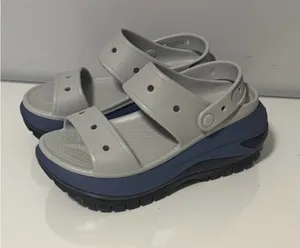 CROCS Gray and Navy Platform Sandals thumbnail 1