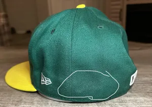 New Era Oakland Athletics A's Fitted 59Fifty Sz 7 3/8 MLB Green Yellow On Field thumbnail 3