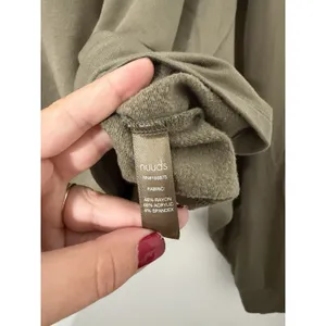 Nuuds Long Sleeve Crewneck Cropped Sweatshirt Olive Green Lg Lounge Soft Rayon thumbnail 3