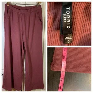 Torrid Sleep 0 Ribbed Wide Leg Lounge Pants Mauve Pink Large Soft Cozy Cabincore thumbnail 11
