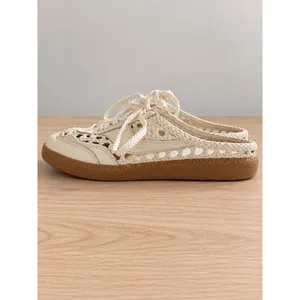 Dolce Vita Cream Woven Cutout Mule Sneakers Gum Sole Womens Size 7 Lace Up thumbnail 3