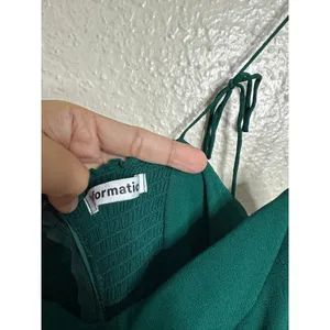 Reformation Juliette Dress in Emerald Green size 0 Sweetheart Tie Strap Mid Slit thumbnail 4