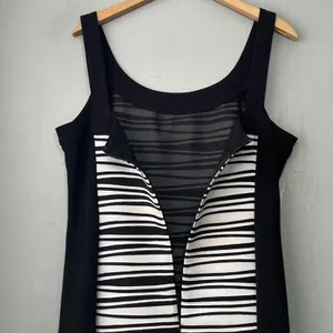 R&M Richards Sheath Dress Size 12 Black White Ponte Sleeveless Corpcore Classic thumbnail 6