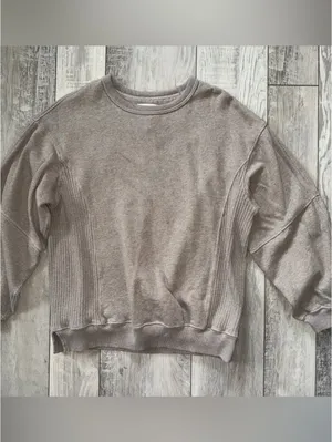 Aerie Tres Chic Oversized Minimalistic Neutral Streetwear Crewneck size xxs thumbnail 9