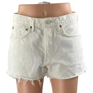 Agolde Parker Women's White High Waisted Cotton Cut Off Denim Jean Short Size 26 thumbnail 1