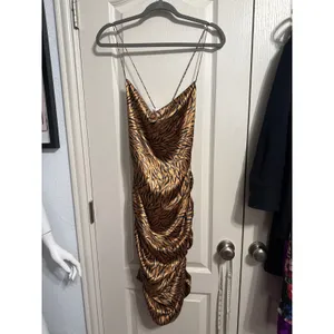 Likely Alessia Tiger Print Ruched Satin Cowl Neck Cocktail Dress Party Night Out thumbnail 3