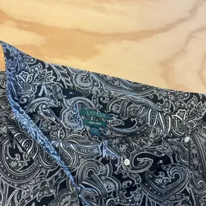 Lauren Ralph Lauren Black White Paisley Non-Iron Cotton Button Down Shirt Large thumbnail 7