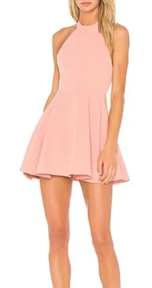 NBD Leo blush cutaway back mini skater dress thumbnail 1