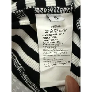 Qinsen Womens Striped Ribbed Knit Button Front Long Sleeve Cardigan Top Black S thumbnail 5