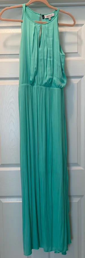 Jennifer Lopez Mint Green Sleeveless Dress with Front Keyhole thumbnail 1