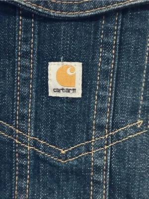 Vintage Carhartt Women's Denim Jacket Indigo Blue Size SP Pockets Light Wash thumbnail 9