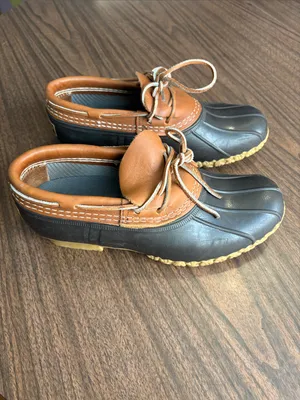 VTG LL Bean Size 7 Two Tone Brown & Black Duck Shoes - Casual Outdoor Loafers thumbnail 2