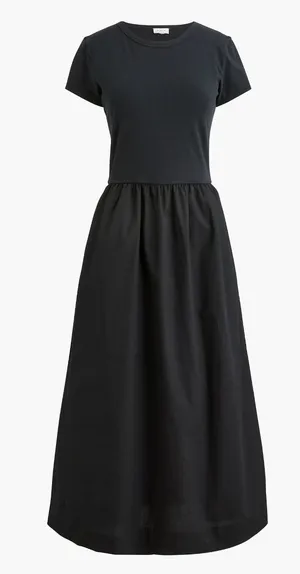 J.Crew Short Sleeve Knit Mixy Dress Black Stretch Cotton A Line Minimalist S NWT thumbnail 1