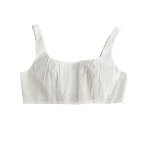Staud Wells Corset Top Poplin White Cotton Zip‎ Back Sleeveless Bra Sz 0 #GG9-1 thumbnail 3
