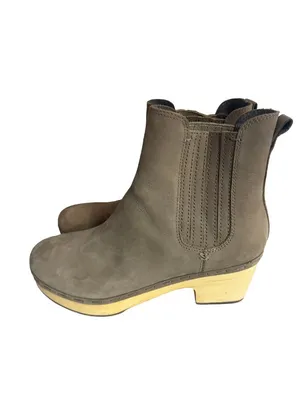 Frye & Co. Odessa Chelsea Boots High Heel Nubuck Leather Taupe Size 8.5 Women's thumbnail 3