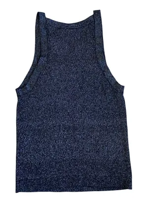 GAP Womens Black Lurex Metallic Sweater‎ High Neck Ribbed Knit Tank Top Large thumbnail 1